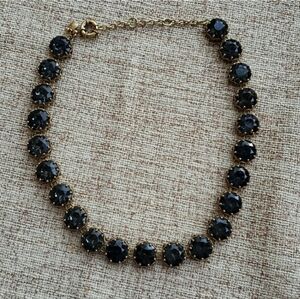 J.Crew Charcoal Grey Large Crystal Crown Setting Necklace